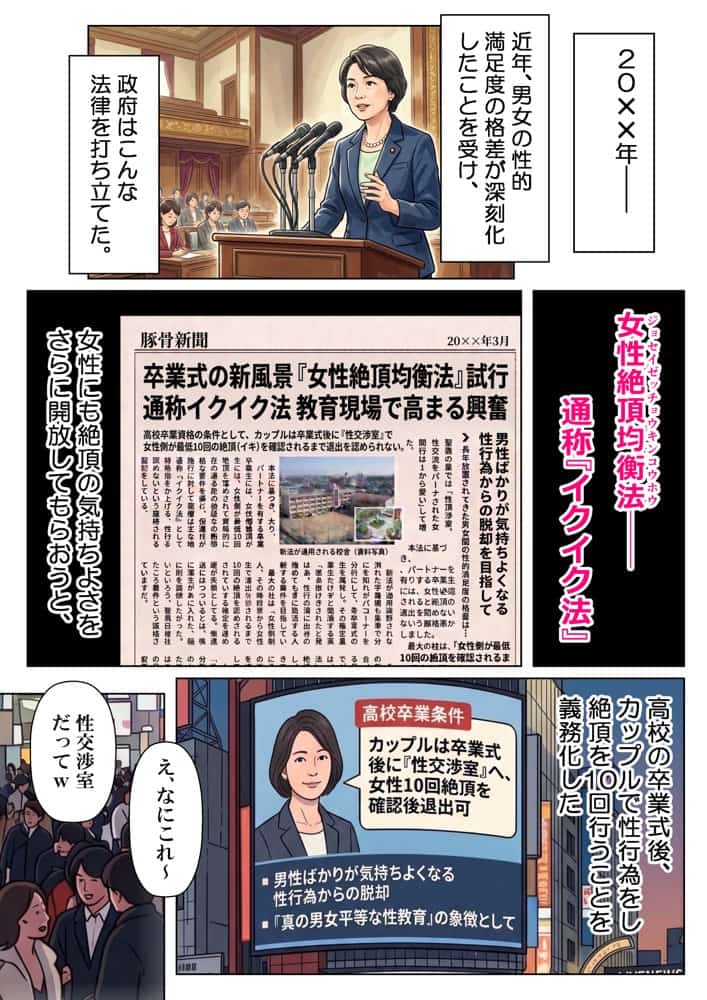 絶頂が義務化された世界で公開セックスしたら…ジト目まぐろ彼女がまさかの連続中イキ潮だくSEXに溺れた話